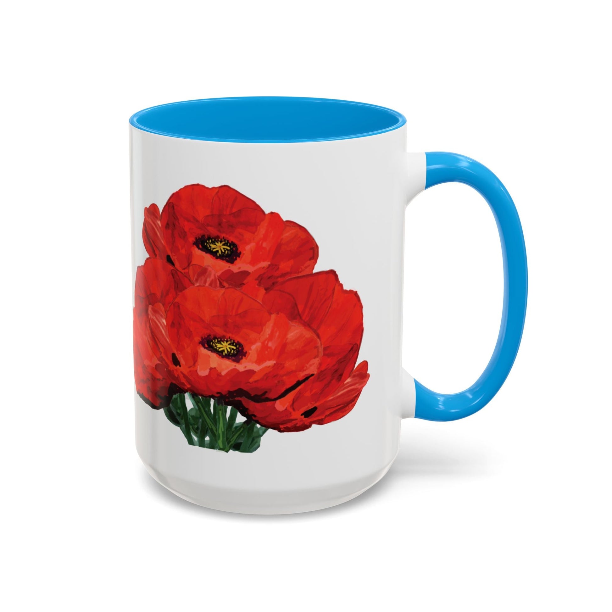 Poppies Two - Tone Coffee Mug, 11oz & 15 oz - Blue Cava