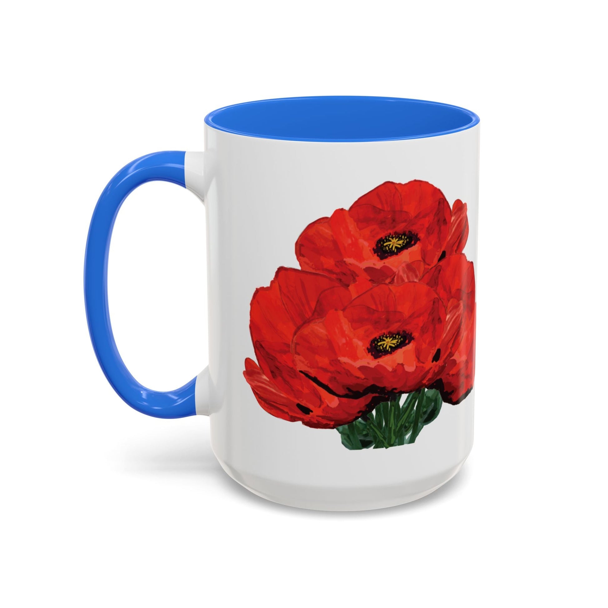 Poppies Two - Tone Coffee Mug, 11oz & 15 oz - Blue Cava