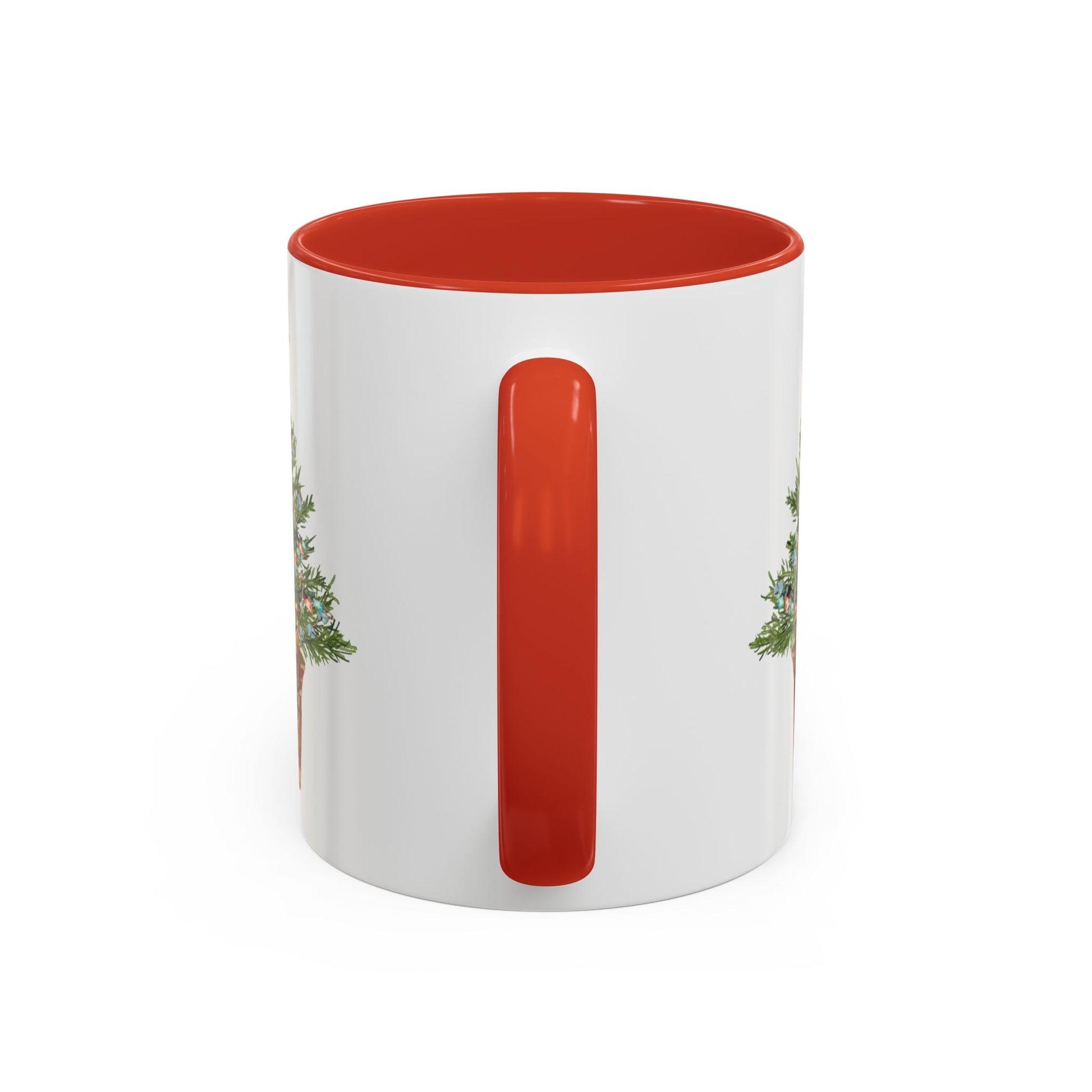 Potted Christmas Tree Two Tone Ceramic Mug, Holiday Coffee Cup, Festive Drinkware - Blue Cava