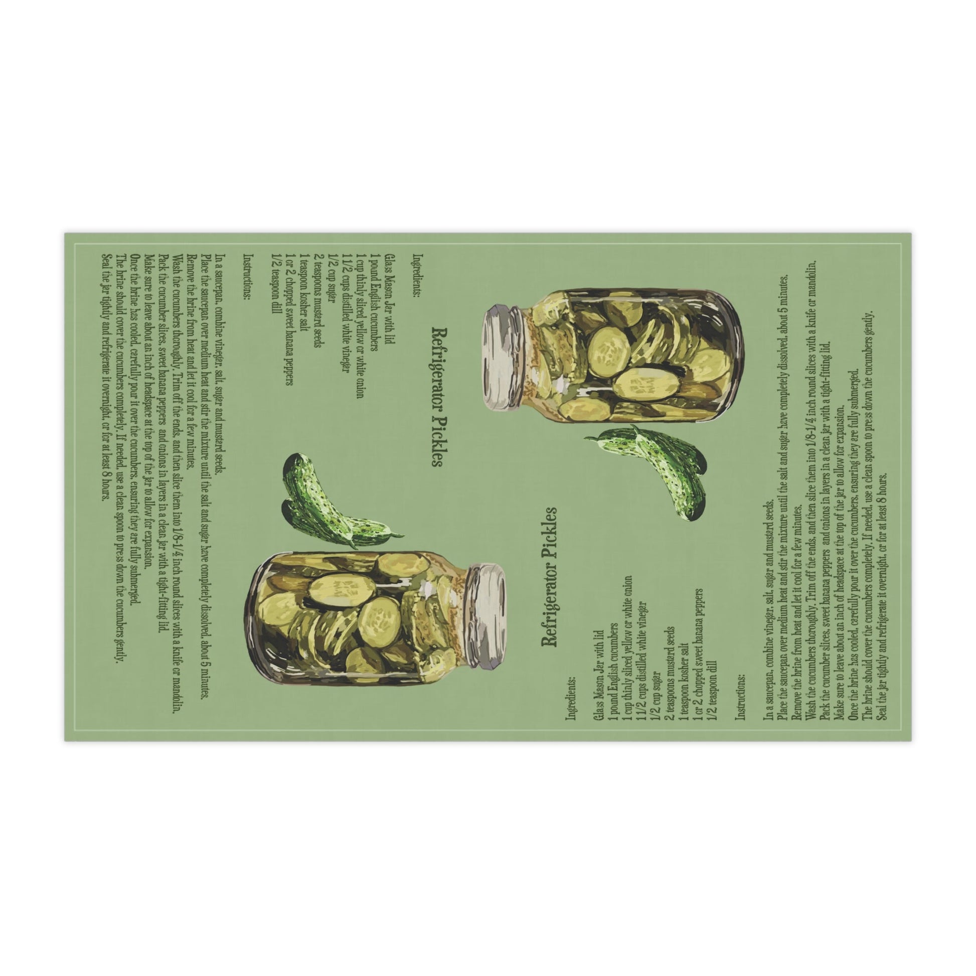 Refrigerator Pickle Recipe Tea Towels - Eco - Friendly - Blue Cava