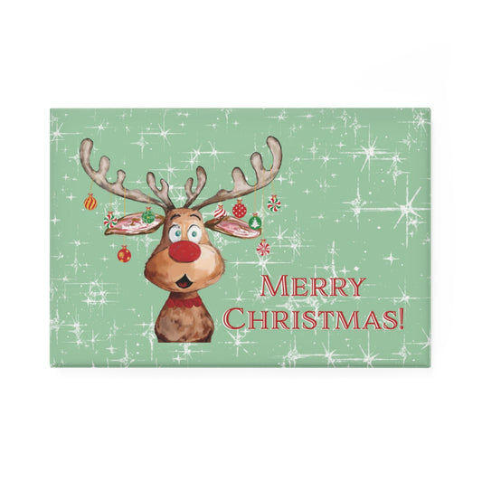 Reindeer “Pedro” Christmas Magnet Set - Holiday Decor - Blue Cava