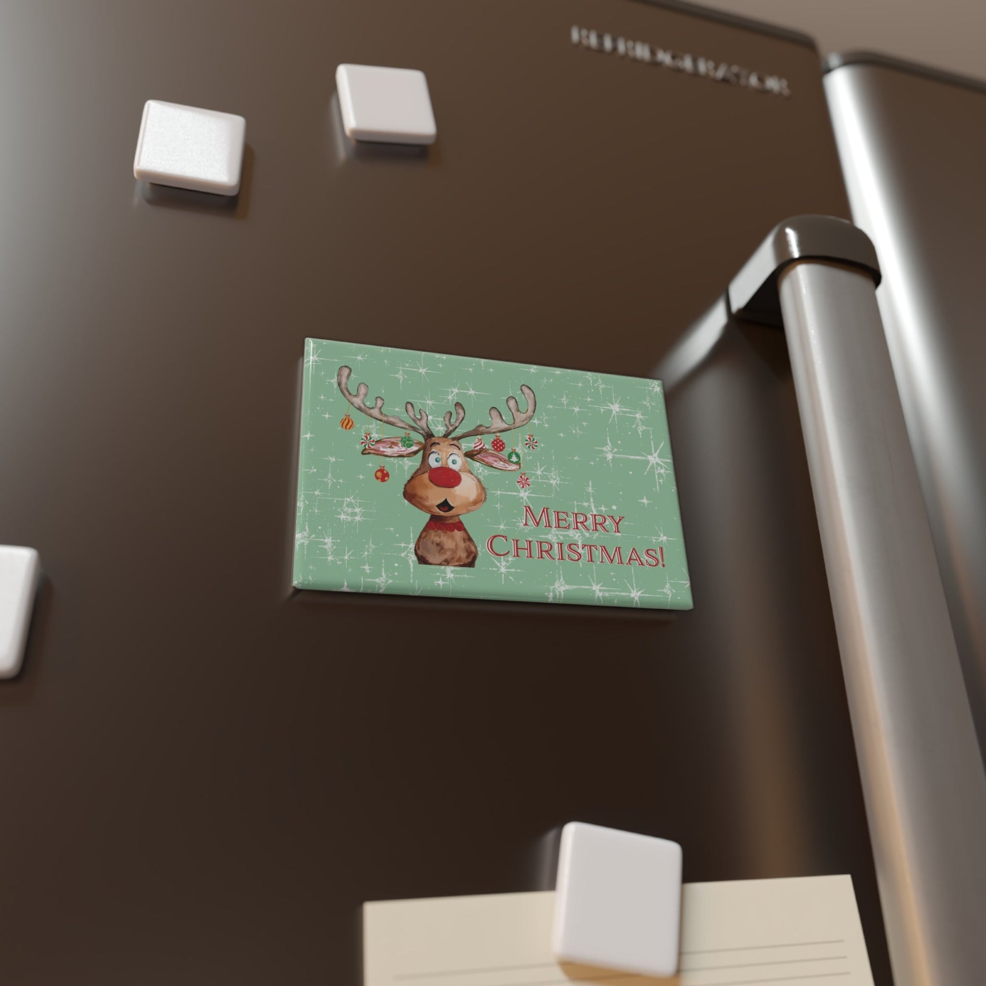 Reindeer “Pedro” Christmas Magnet Set - Holiday Decor - Blue Cava