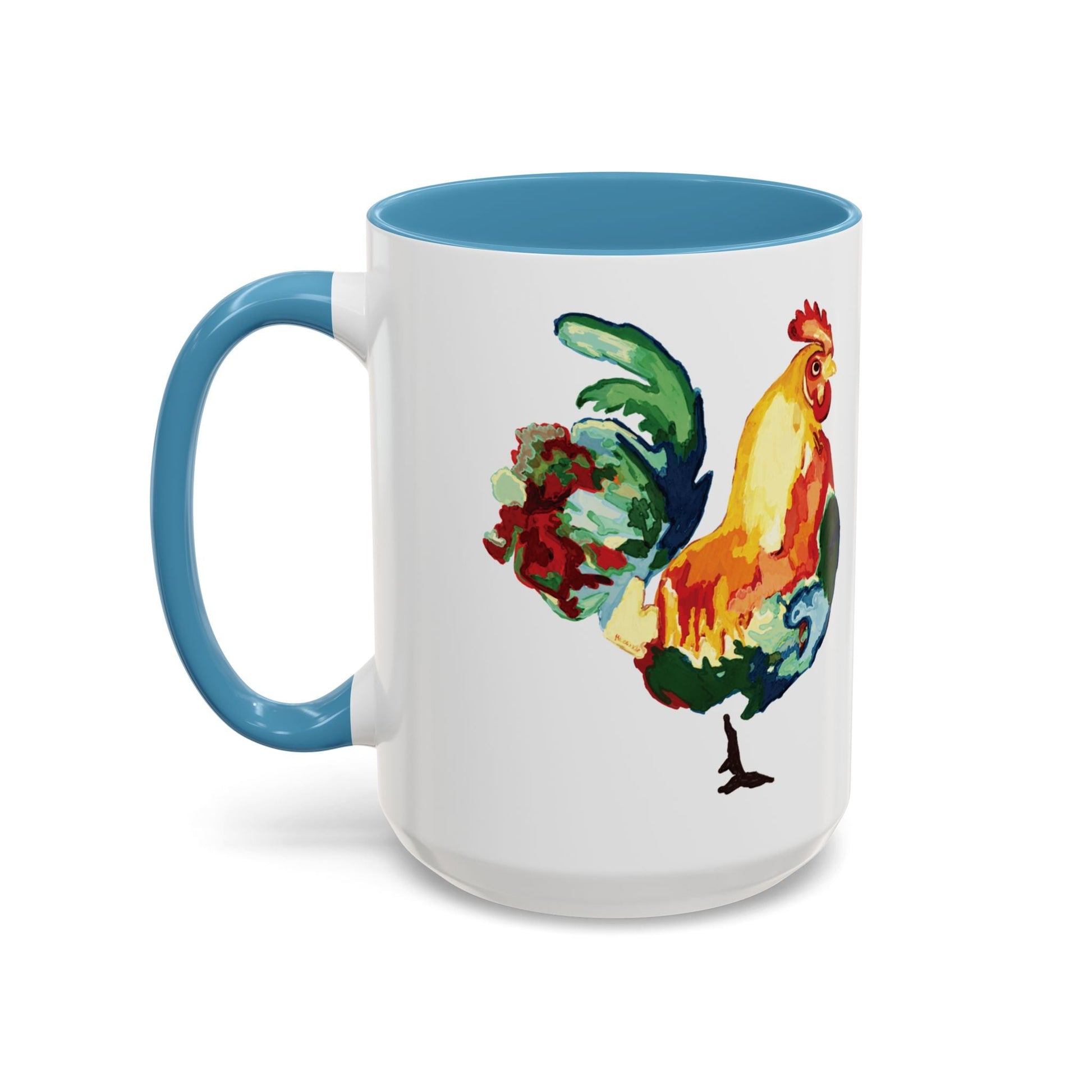 Rooster Two Tone Ceramic Coffee Mug (11oz & 15oz) - Blue Cava