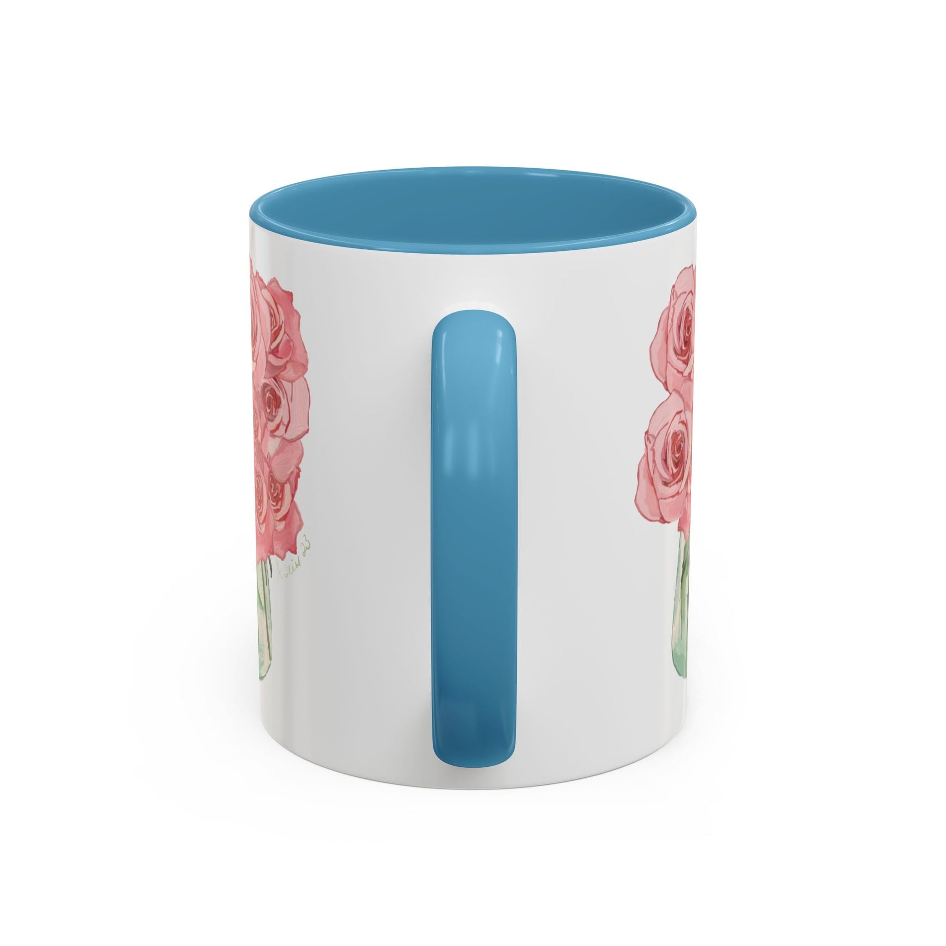 Rose Bouquet Two Tone Coffee Mug (11oz & 15oz) - Blue Cava
