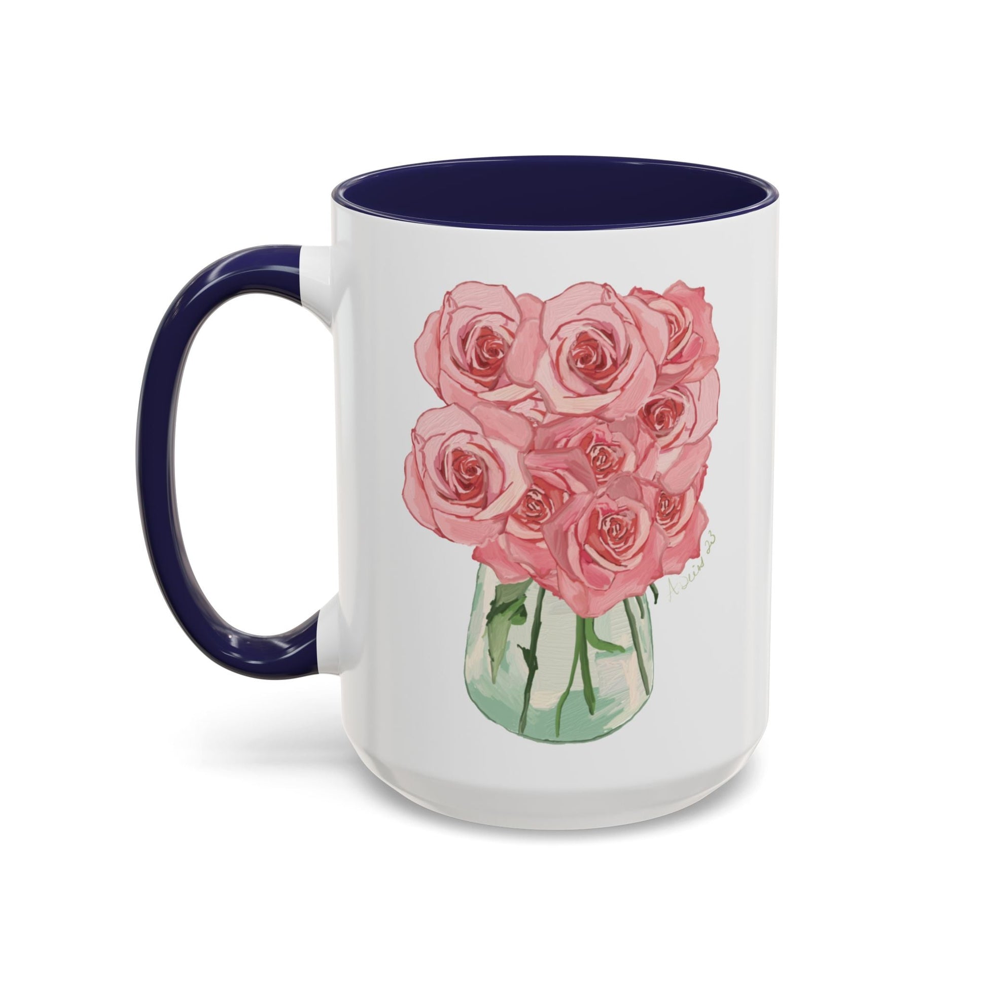 Rose Bouquet Two Tone Coffee Mug (11oz & 15oz) - Blue Cava