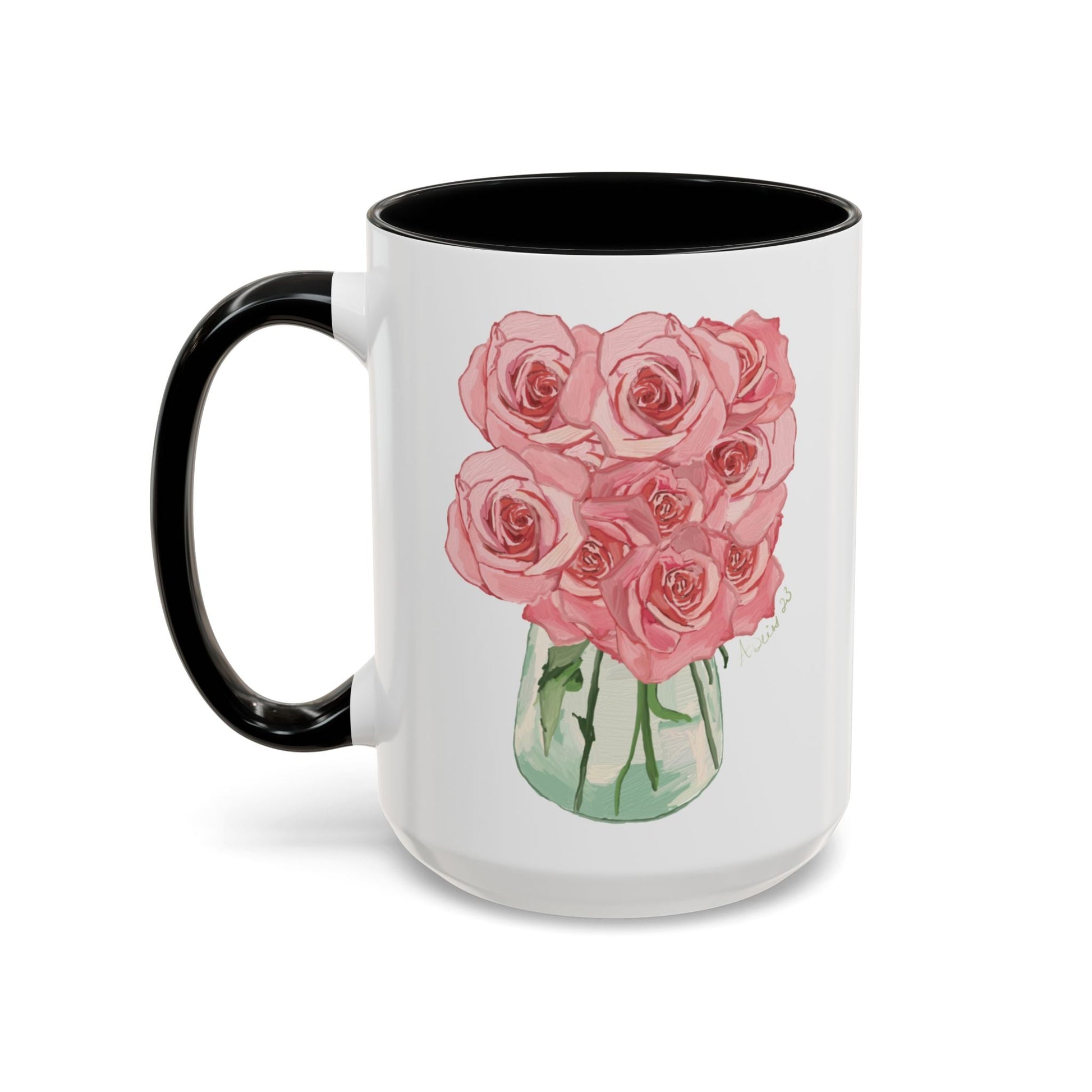 Rose Bouquet Two Tone Coffee Mug (11oz & 15oz) - Blue Cava