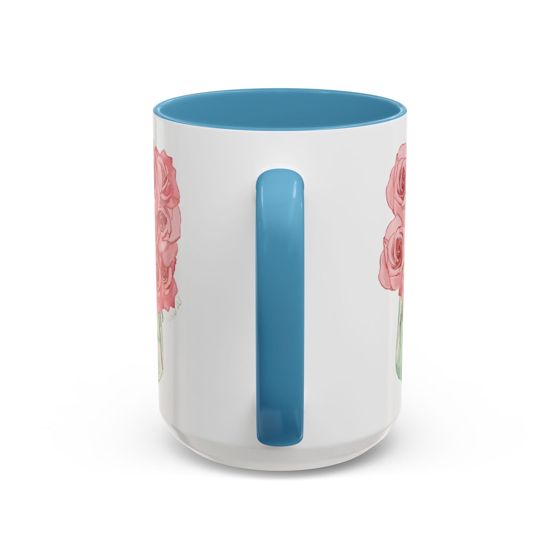 Rose Bouquet Two Tone Coffee Mug (11oz & 15oz) - Blue Cava