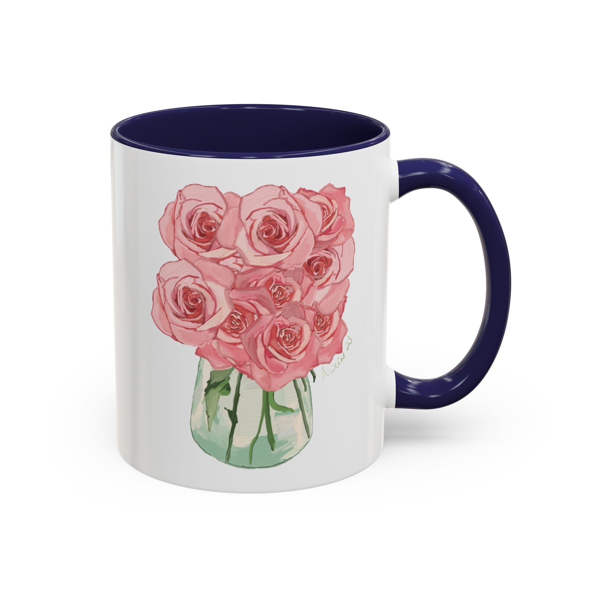 Rose Bouquet Two Tone Coffee Mug (11oz & 15oz) - Blue Cava