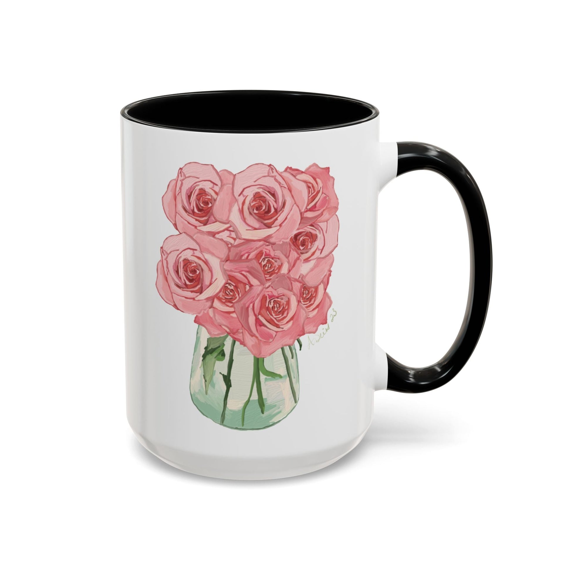 Rose Bouquet Two Tone Coffee Mug (11oz & 15oz) - Blue Cava