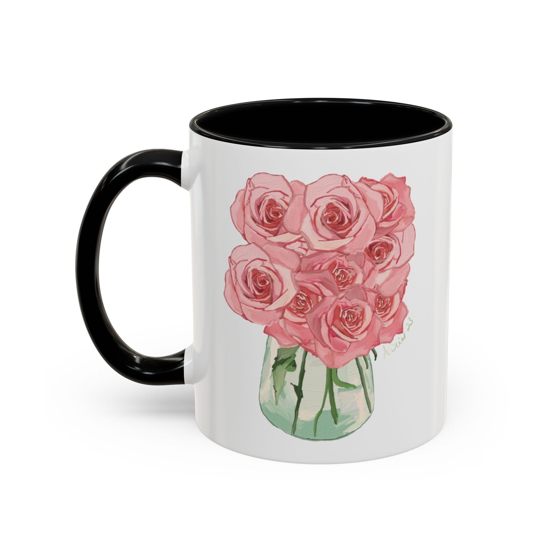 Rose Bouquet Two Tone Coffee Mug (11oz & 15oz) - Blue Cava