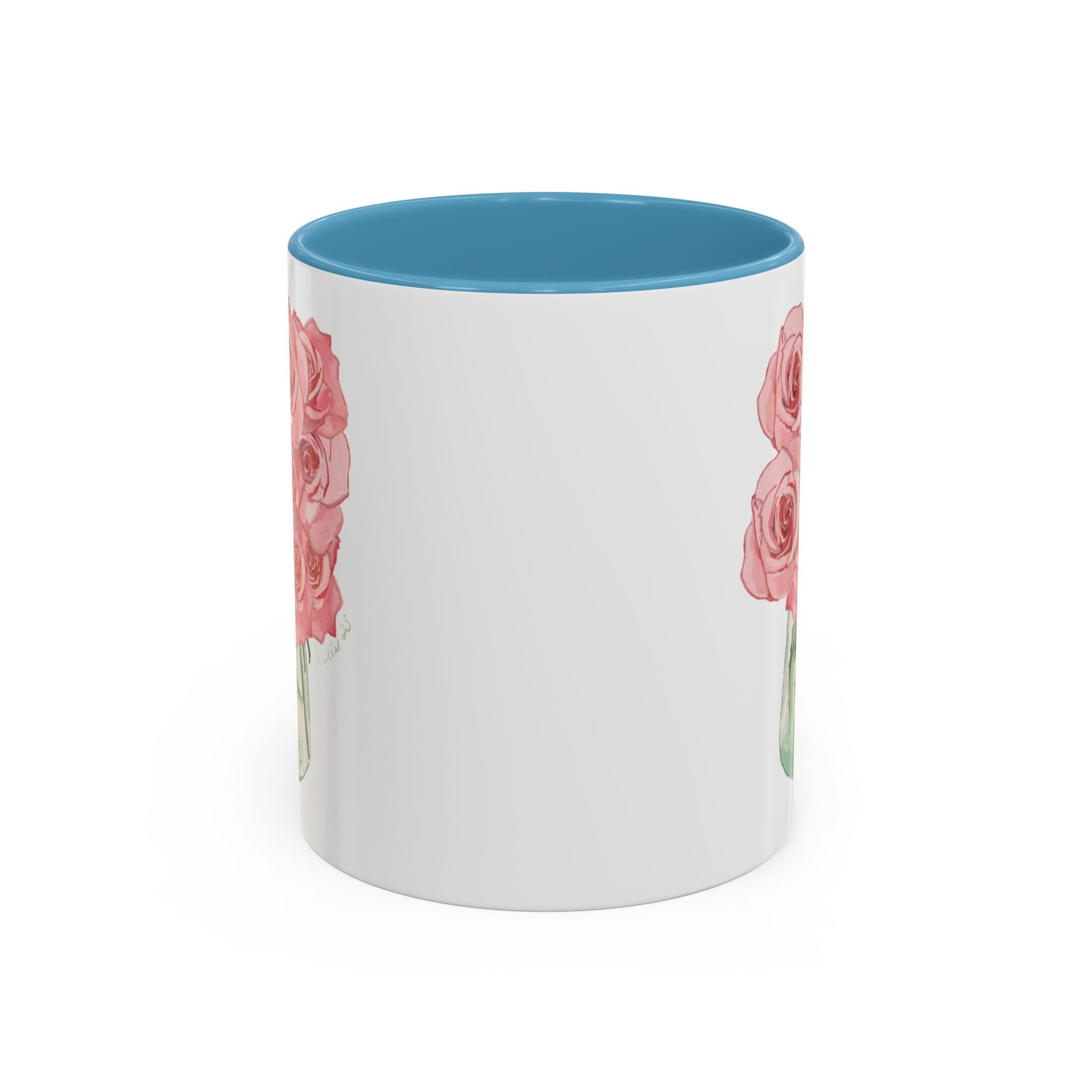 Rose Bouquet Two Tone Coffee Mug (11oz & 15oz) - Blue Cava