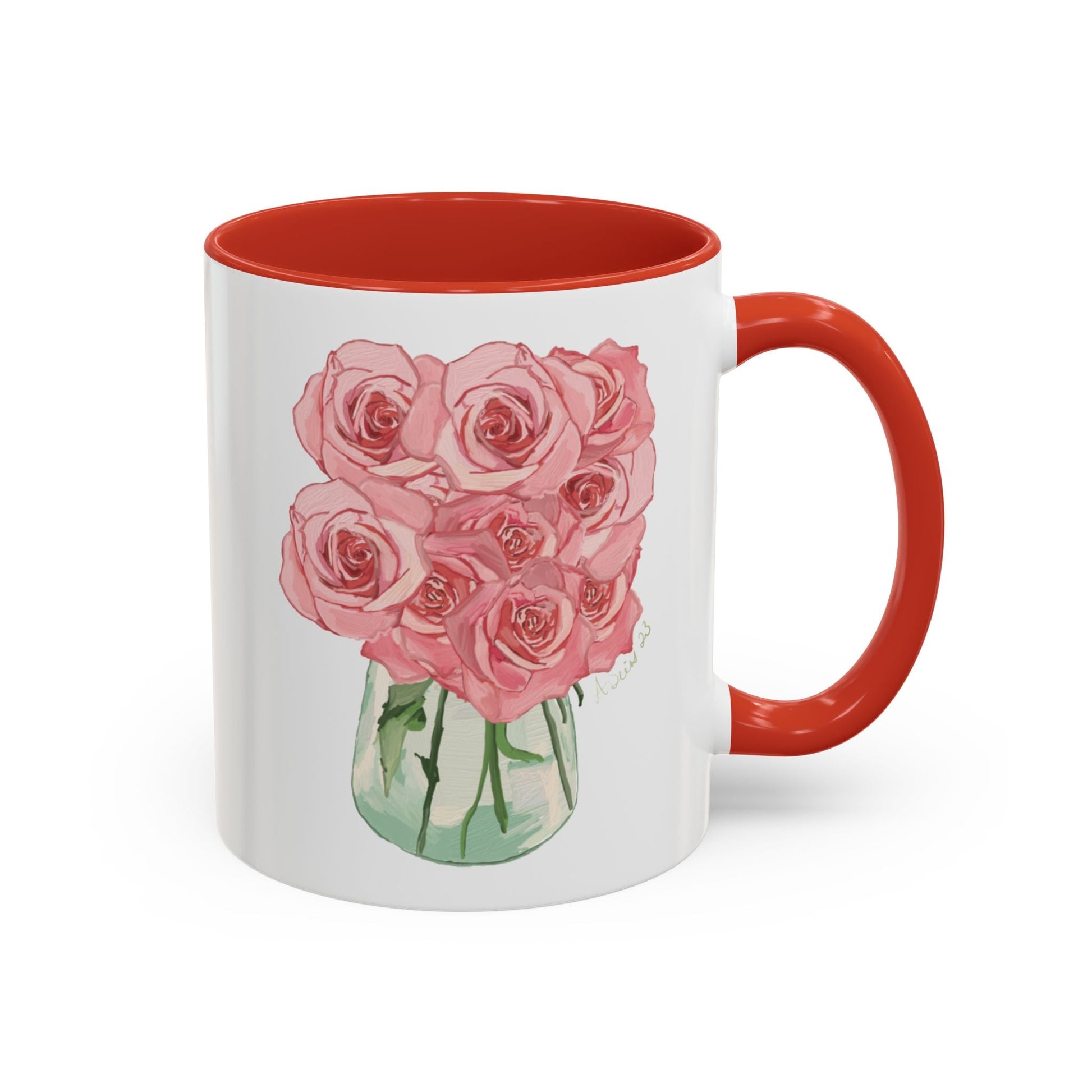 Rose Bouquet Two Tone Coffee Mug (11oz & 15oz) - Blue Cava