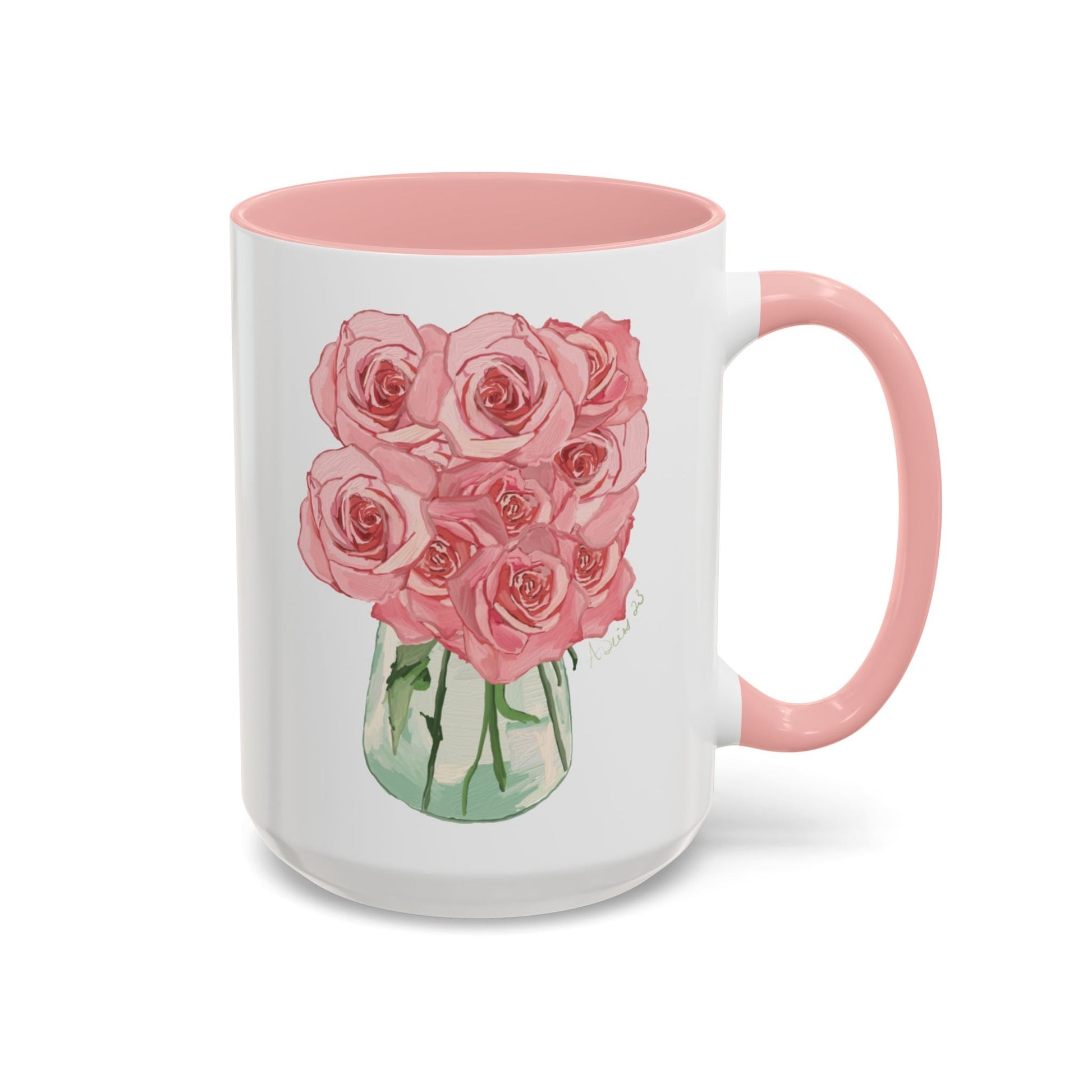 Rose Bouquet Two Tone Coffee Mug (11oz & 15oz) - Blue Cava
