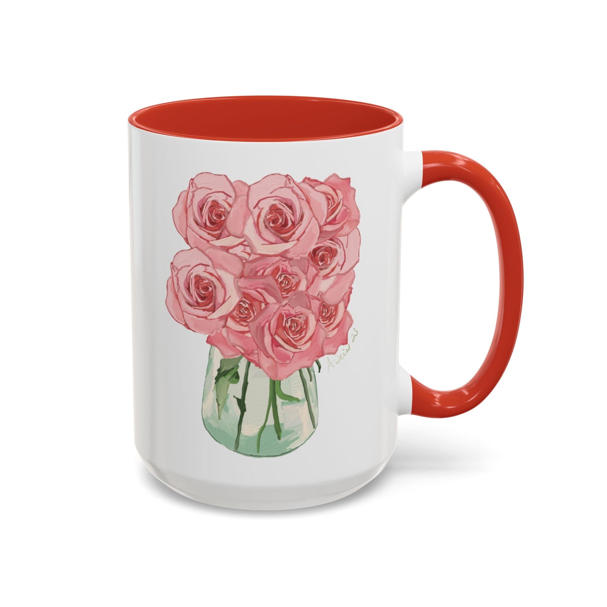 Rose Bouquet Two Tone Coffee Mug (11oz & 15oz) - Blue Cava