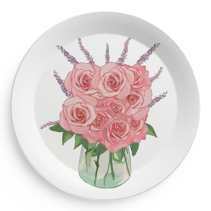 Roses and Lavender Party Plates - Blue Cava