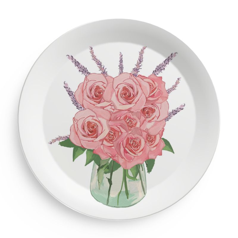 Roses and Lavender Party Plates - Blue Cava