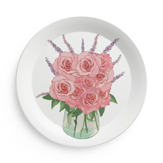 Roses and Lavender Party Plates - Blue Cava