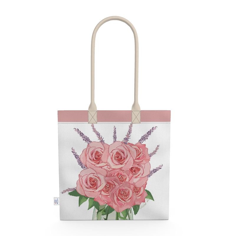 Roses and Lavender Tote - Blue Cava