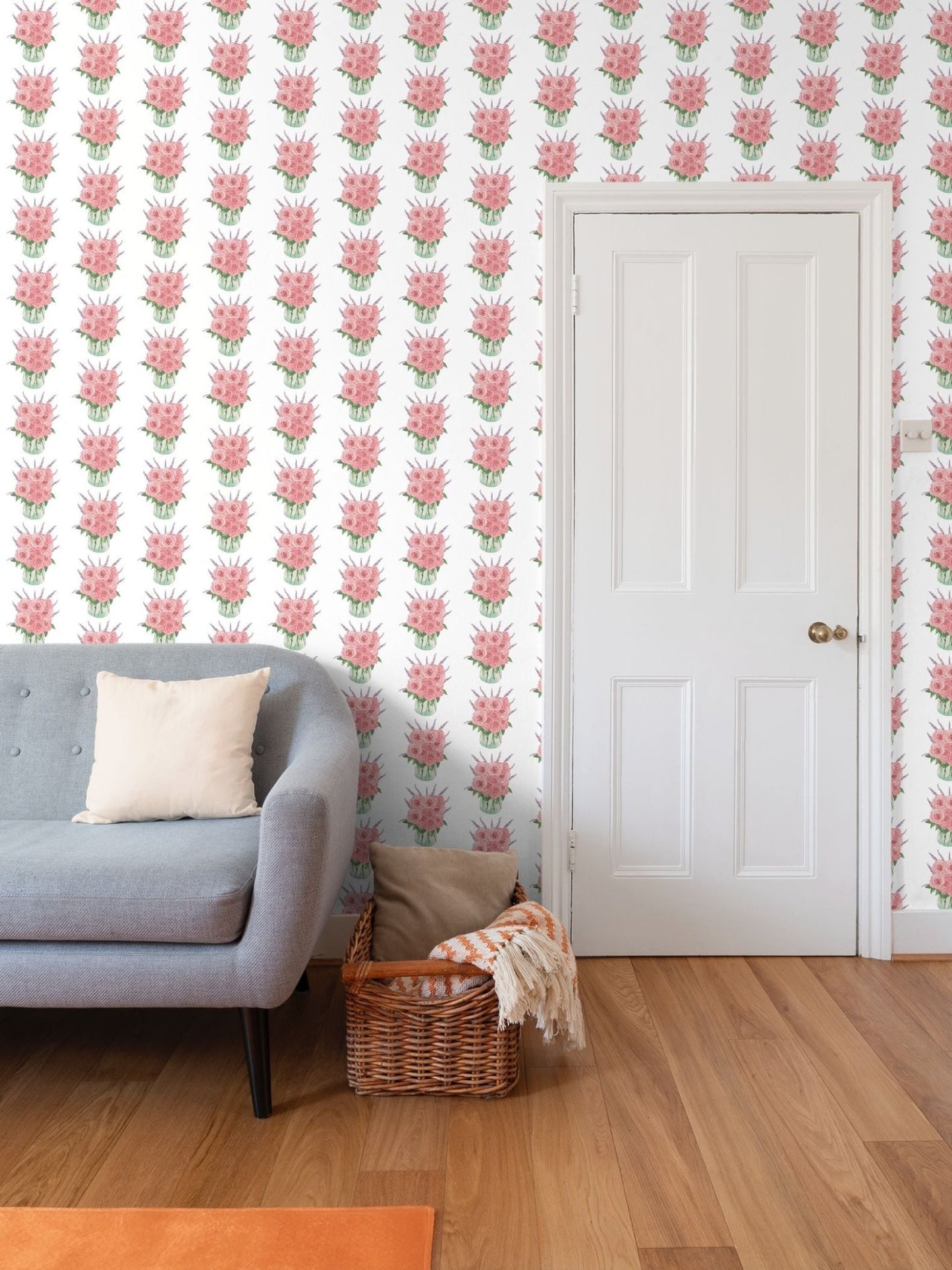 Roses Bouquet Wallpaper - Blue Cava