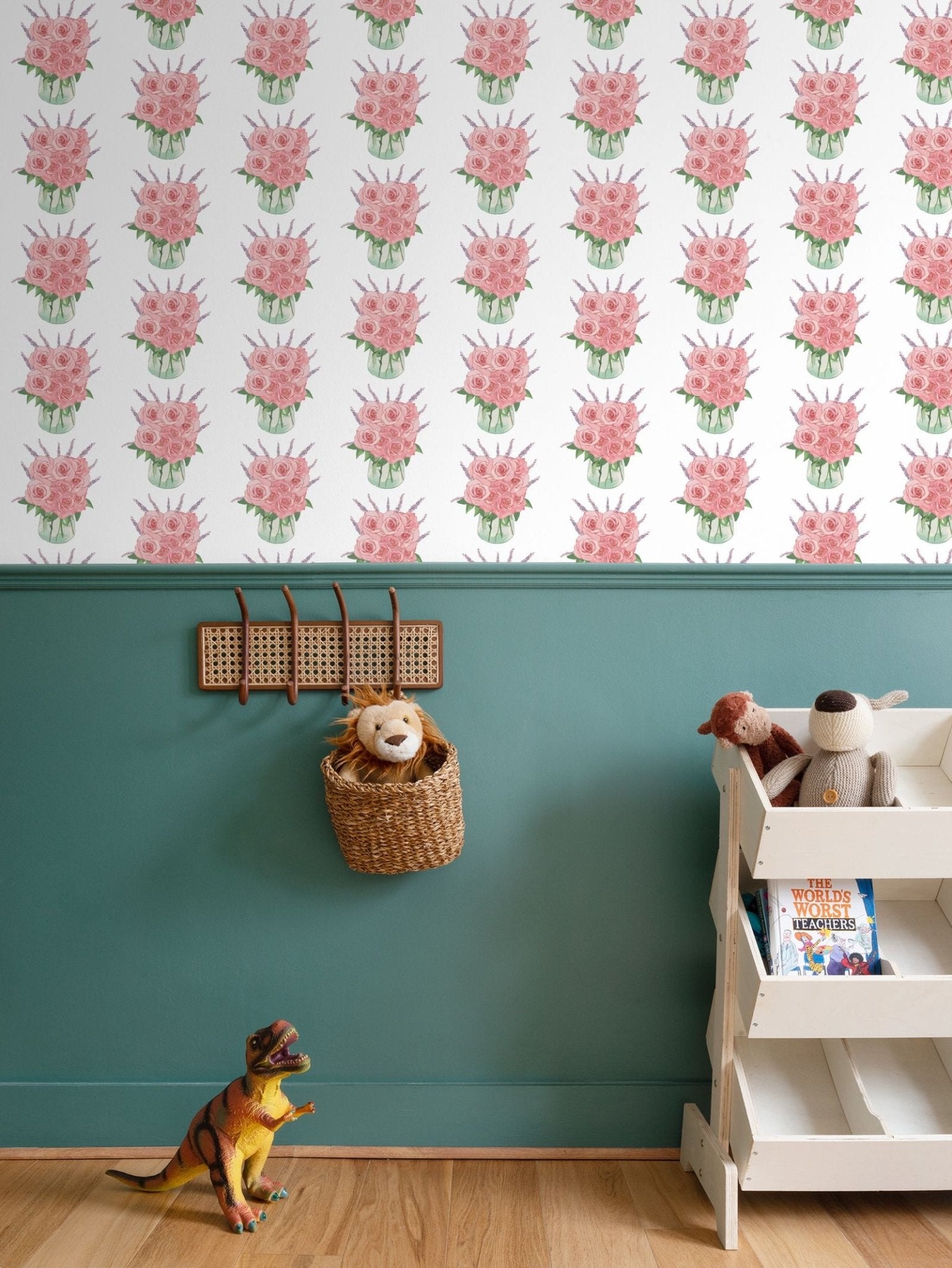Roses Bouquet Wallpaper - Blue Cava