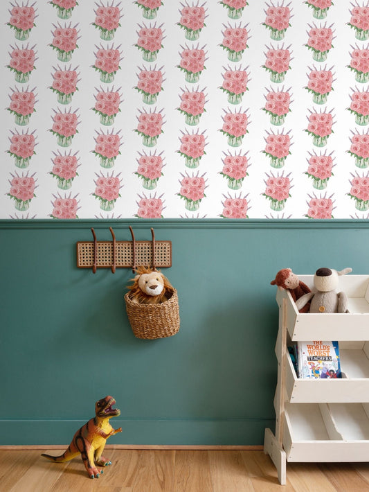 Roses Bouquet Wallpaper - Blue Cava