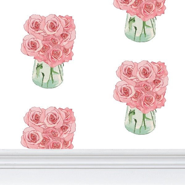 Roses Bouquet Wallpaper - Blue Cava