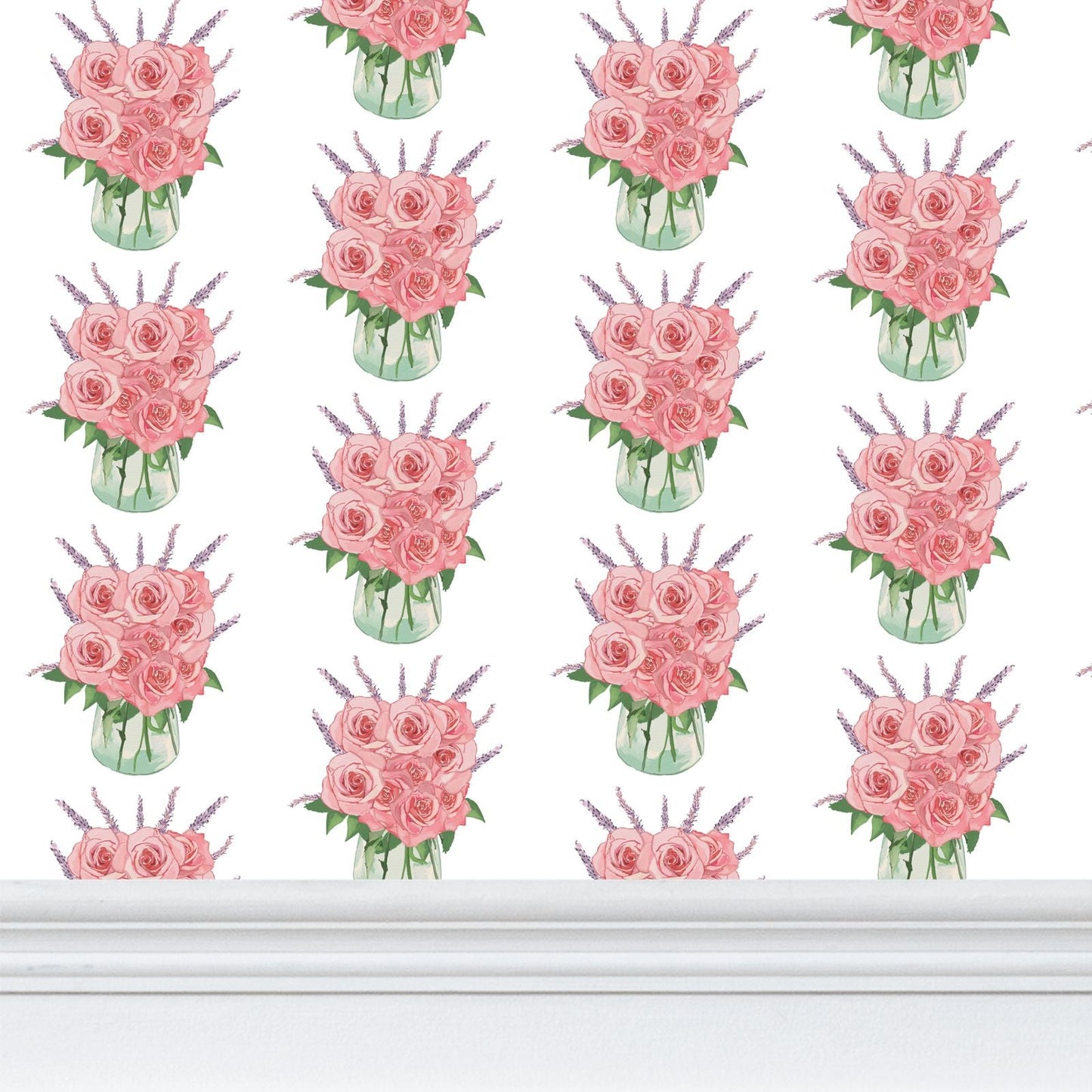 Roses Bouquet Wallpaper - Blue Cava