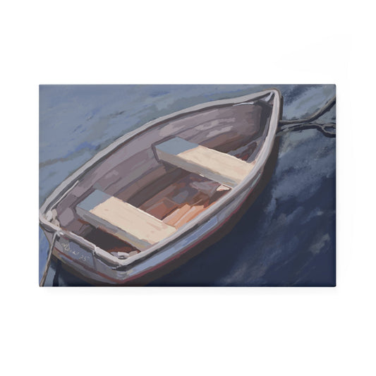 Rustic Row Boat Button Magnet | Nautical Kitchen Decor - Blue Cava
