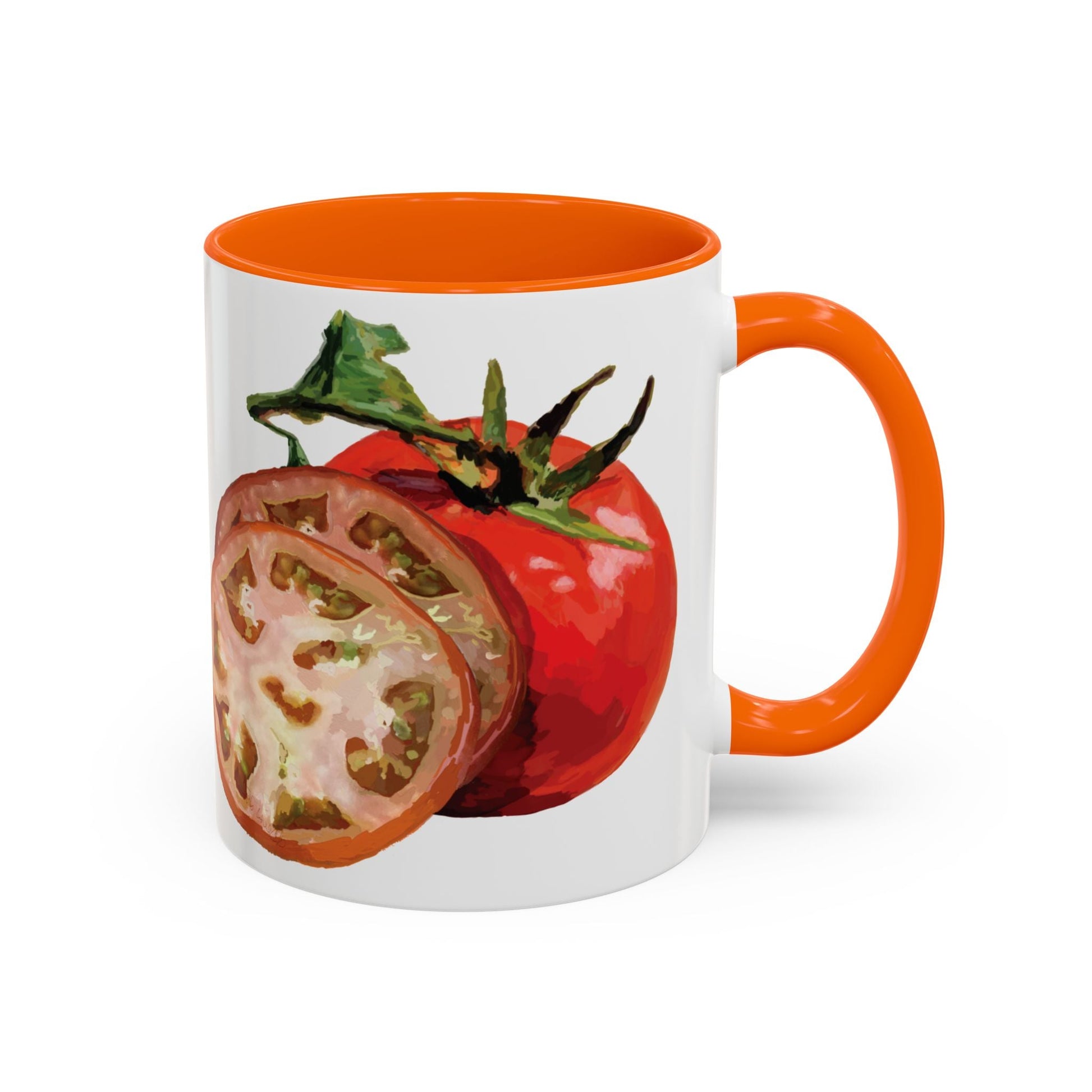 Rustic Tomato Two - Tone Ceramic Mugs - 11oz and 15 oz - Perfect for Gardeners - Blue Cava