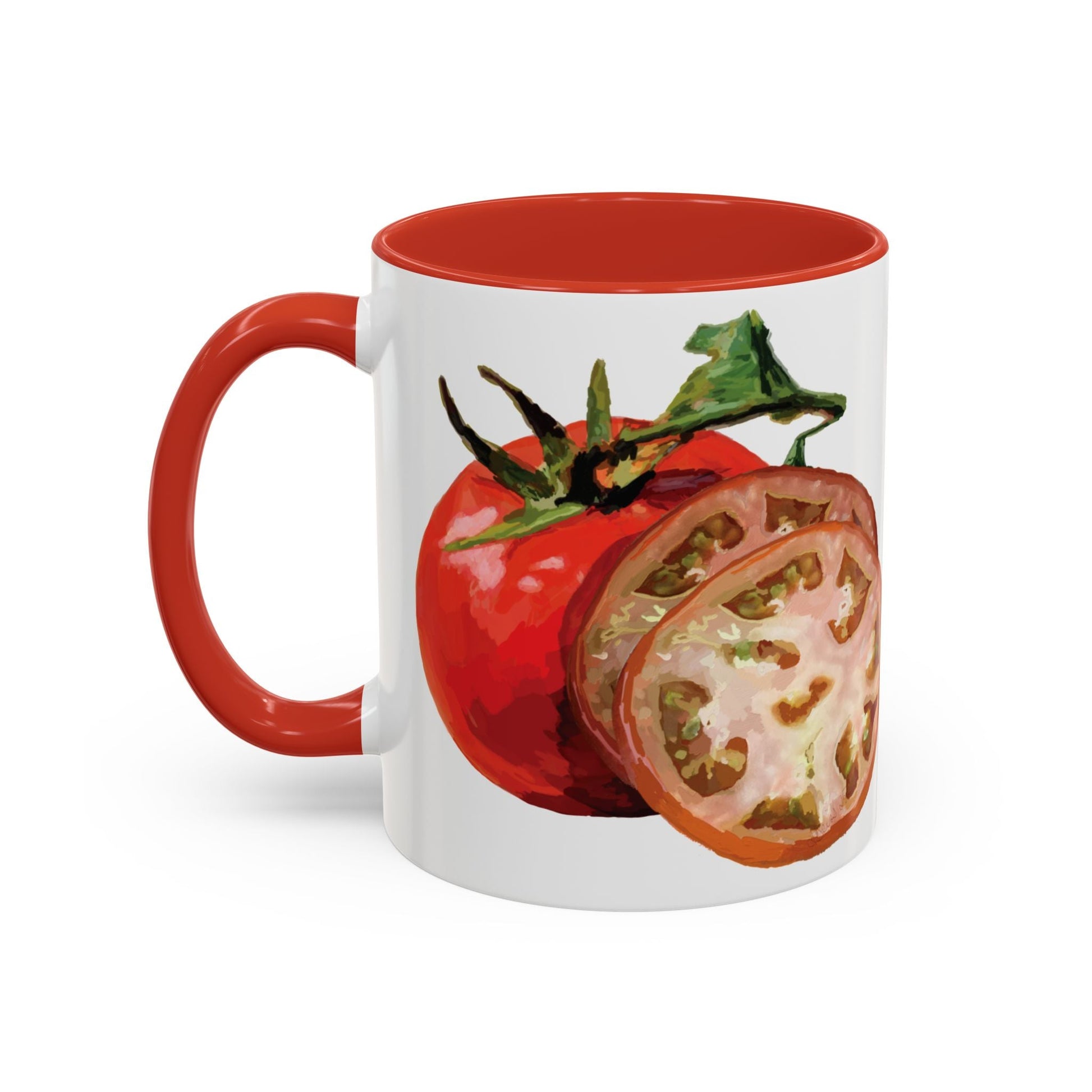 Rustic Tomato Two - Tone Ceramic Mugs - 11oz and 15 oz - Perfect for Gardeners - Blue Cava