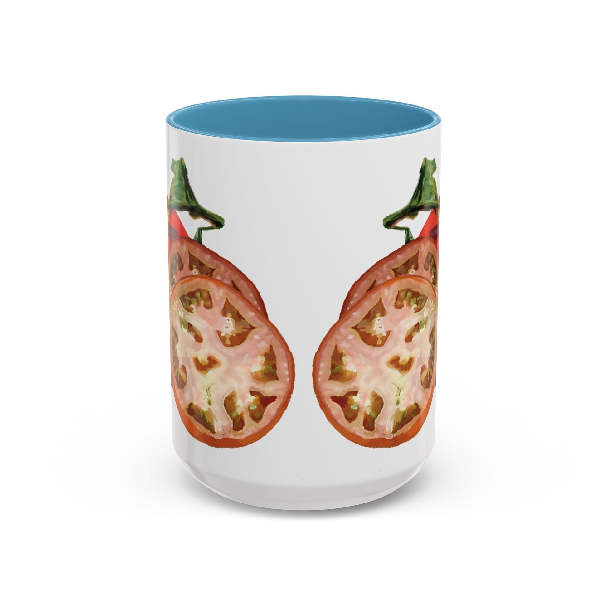 Rustic Tomato Two - Tone Ceramic Mugs - 11oz and 15 oz - Perfect for Gardeners - Blue Cava