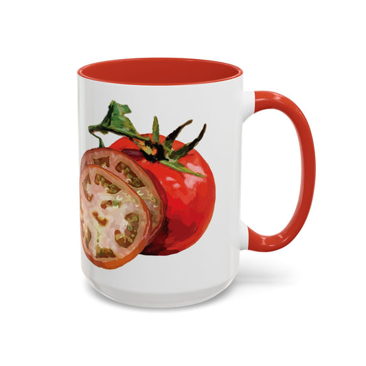 Rustic Tomato Two - Tone Ceramic Mugs - 11oz and 15 oz - Perfect for Gardeners - Blue Cava