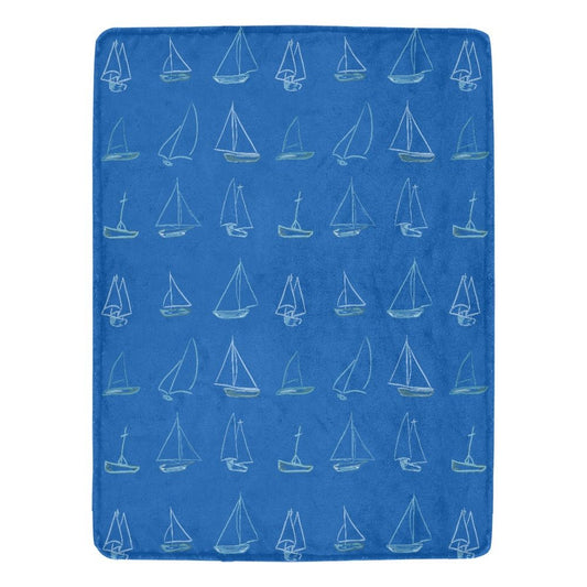 Sailboat Ultra - Soft Micro Fleece Blanket 60" X 80" - Blue Cava