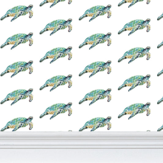 Sea Turtle Wallpaper - Blue Cava