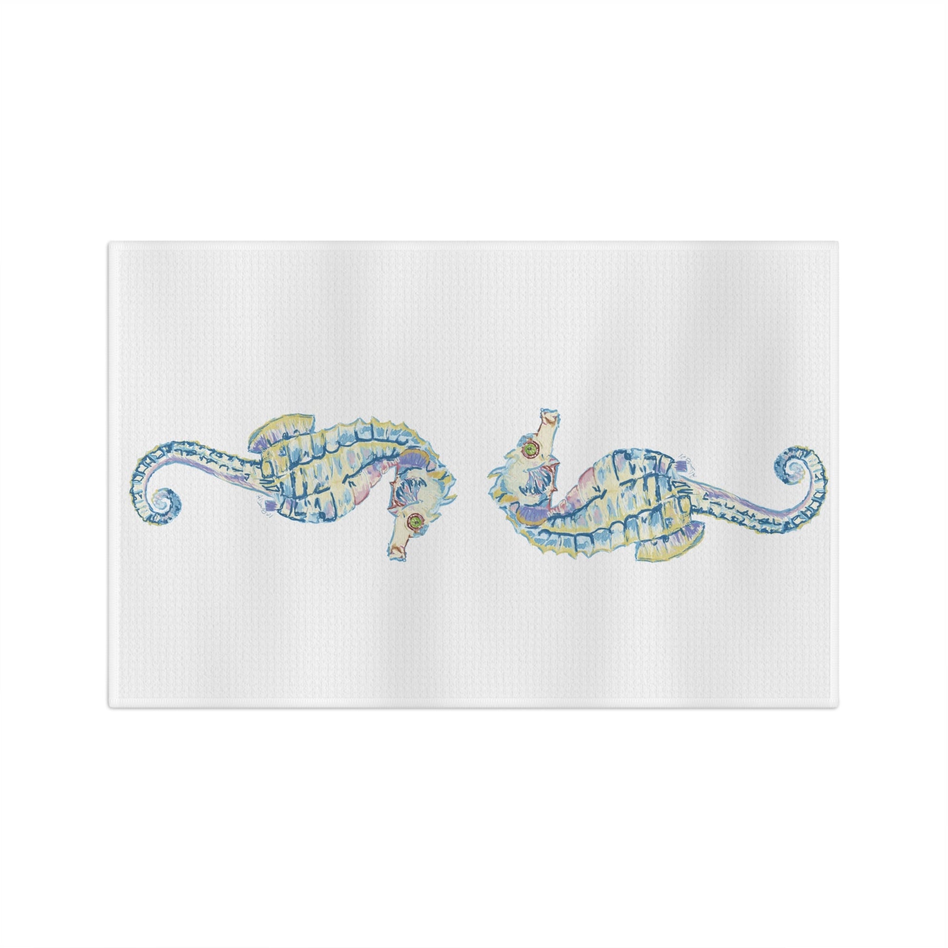 Seahorse Microfiber Tea Towel - Blue Cava