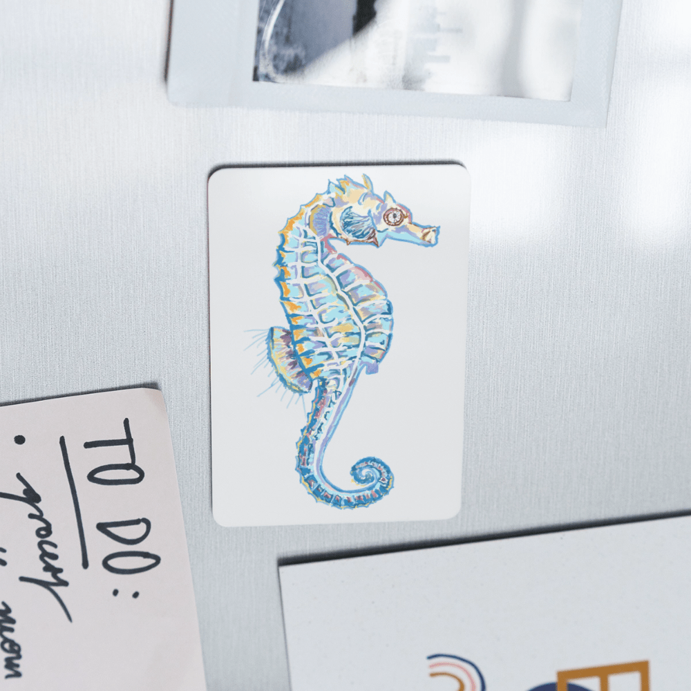 Seahorse Rectangle Magnet - Blue Cava