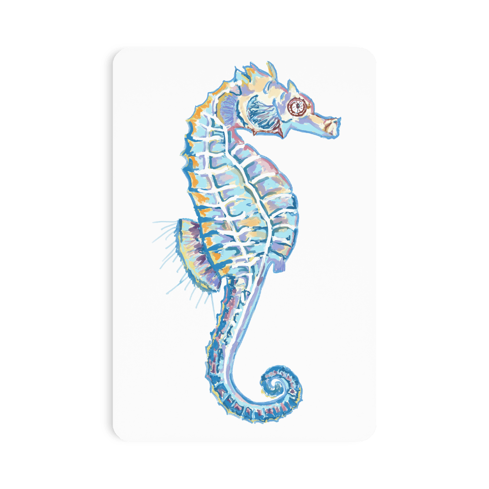 Seahorse Rectangle Magnet - Blue Cava