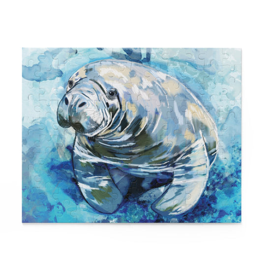 Serene Manatee Puzzles - 120, 252, 500 - Piece | Relaxing Puzzle - Blue Cava