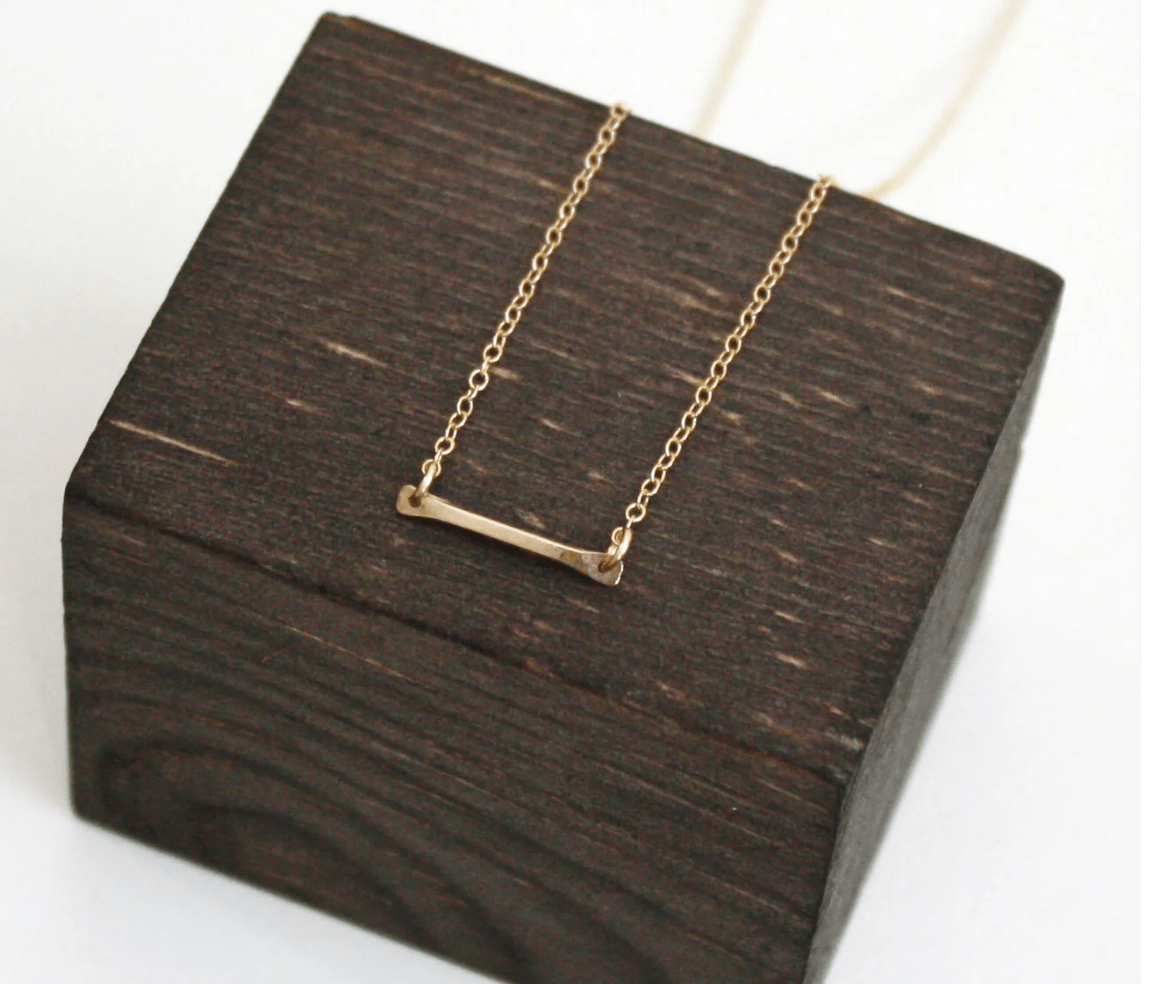 Short Bar 14 K Gold Fill Necklace - Hooks and Luxe - Blue Cava