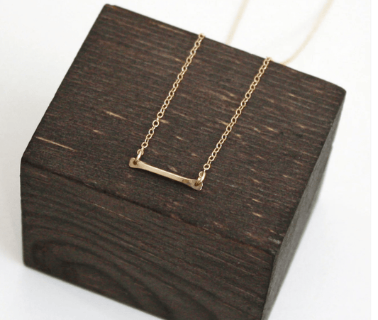 Short Bar 14 K Gold Fill Necklace - Hooks and Luxe - Blue Cava