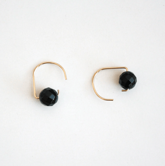 Short Hook Black Onyx Earrings - Hook and Luxe - Blue Cava