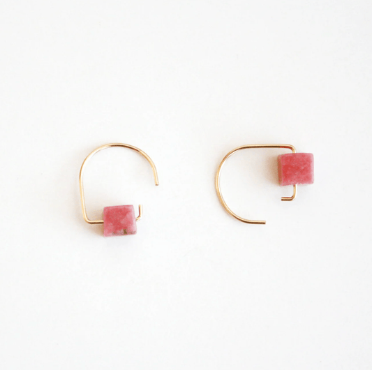Short Hook Pink Onyx Earrings - Hook and Luxe - Blue Cava