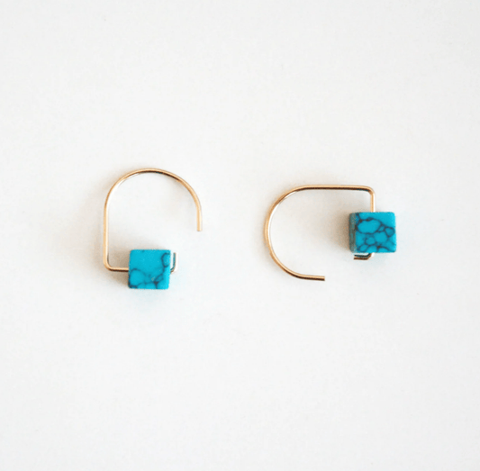 Short Hook Turquoise Earrings - Hook and Luxe - Blue Cava
