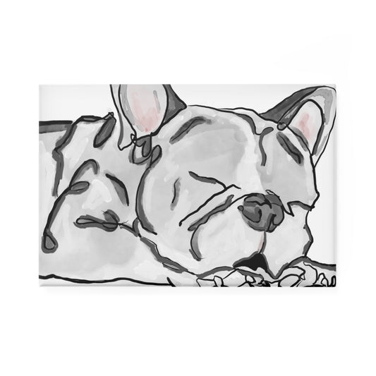 Sleeping French Bull Dog Button Magnets - Blue Cava