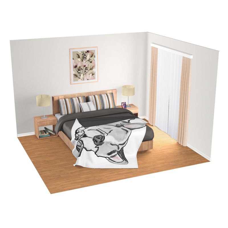 Sleeping French Bulldog Sherpa Blanket - Blue Cava