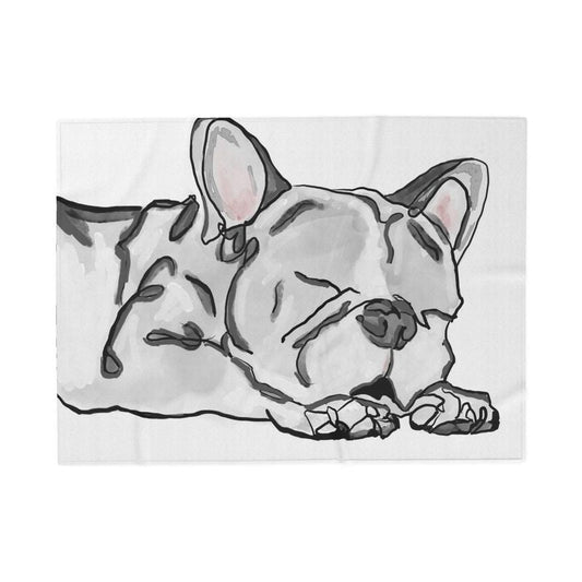 Sleeping French Bulldog Sherpa Blanket - Blue Cava