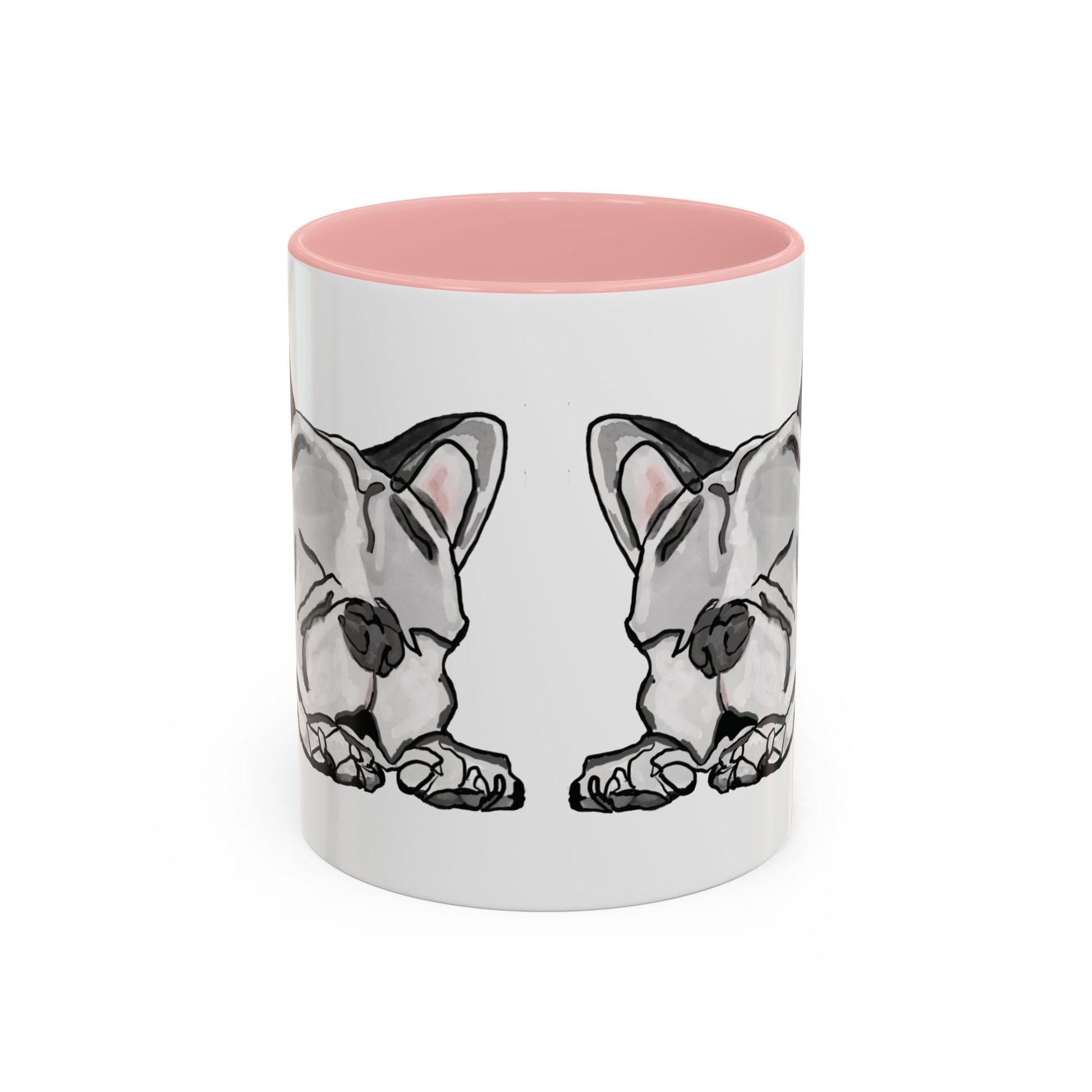 Sleeping French Bulldog Two - Tone Ceramic Mugs - 11 oz and 15 oz - Blue Cava