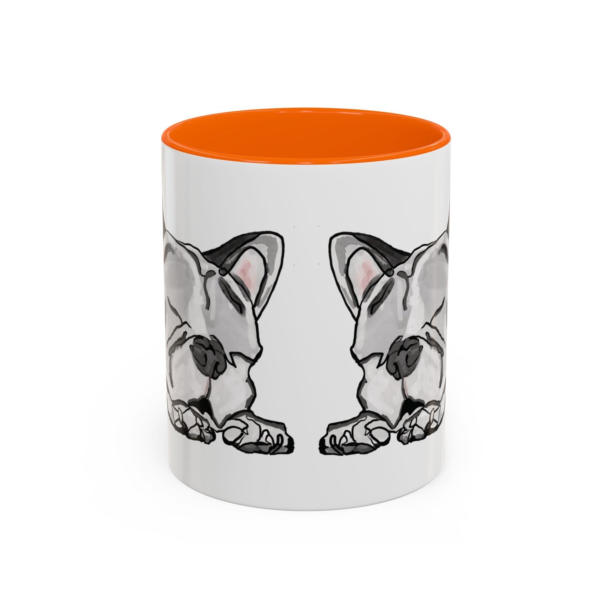 Sleeping French Bulldog Two - Tone Ceramic Mugs - 11 oz and 15 oz - Blue Cava