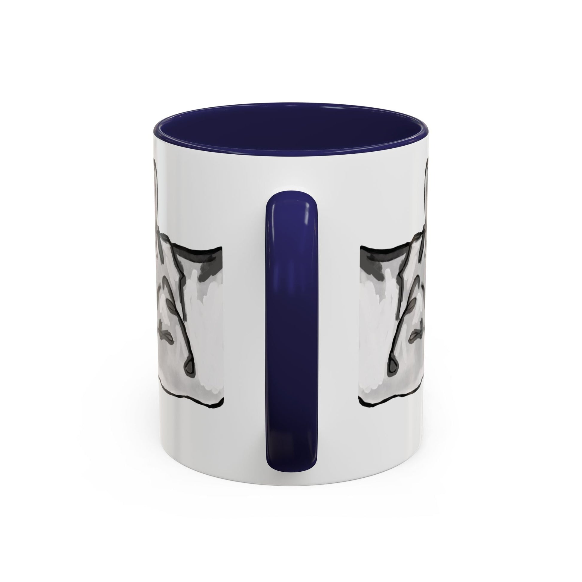Sleeping French Bulldog Two - Tone Ceramic Mugs - 11 oz and 15 oz - Blue Cava