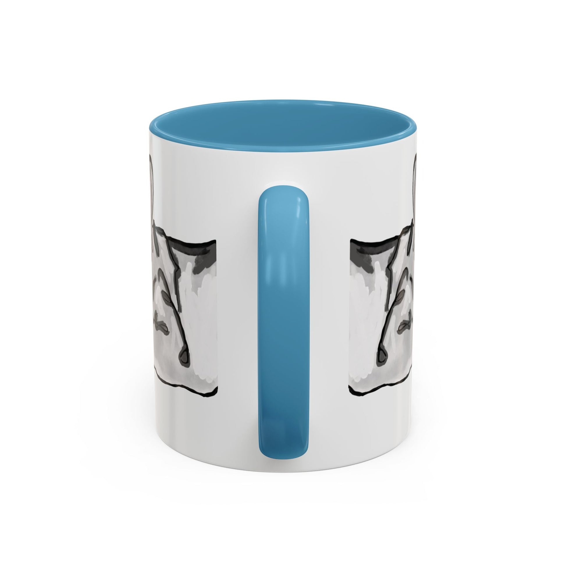 Sleeping French Bulldog Two - Tone Ceramic Mugs - 11 oz and 15 oz - Blue Cava